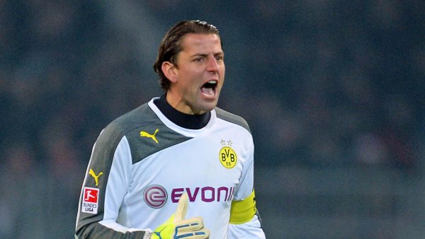 DORTMUND, GERMANY - DECEMBER 07: Goalkeeper Roman Weidenfeller of Dortmund reacts during the Bundesliga match between Borussia Dortmund and Bayer Leverkusen at Signal Iduna Park on December 7, 2013 in Dortmund, Germany. (Photo by Lars Baron/Bongarts/Getty Images)