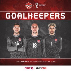Les 3 gardiens canadiens selectionnés, source :twitter @CanadaSoccerEN